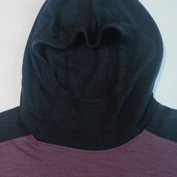 Smartwool Merino Wool Thermal Base Layer Pullover Hoodie Men Purple Grey Size M - Picture 5 of 7